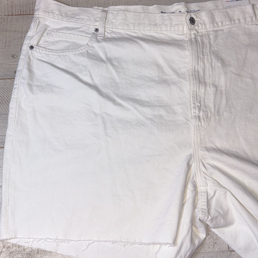Old Navy Shorts Denim High-Rise Slouchy White Straight Women's Size: 28 New - Picture 3 of 14